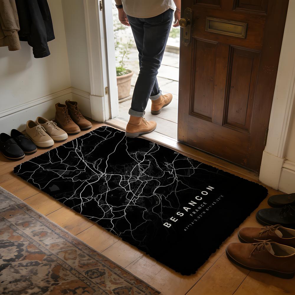 Home Textiles City - Black Classic City Map Floor Mat