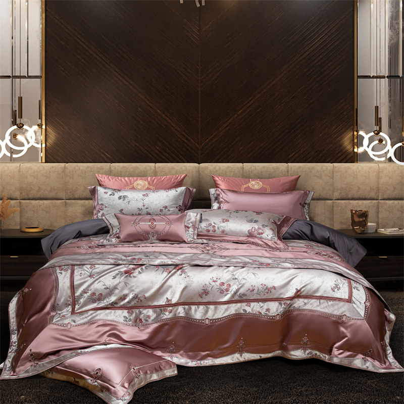 Luxury Home Textiles Usa - Chic Rose Flowers Jacquard Satin Cotton