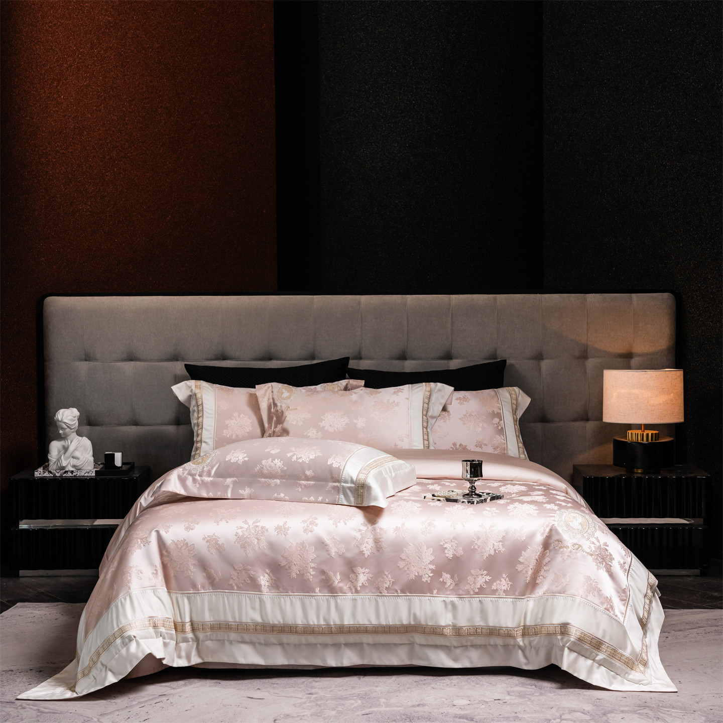 Luxury Home Textiles Usa - 3D Flowers Relief Jacquard Egyptian Cotton