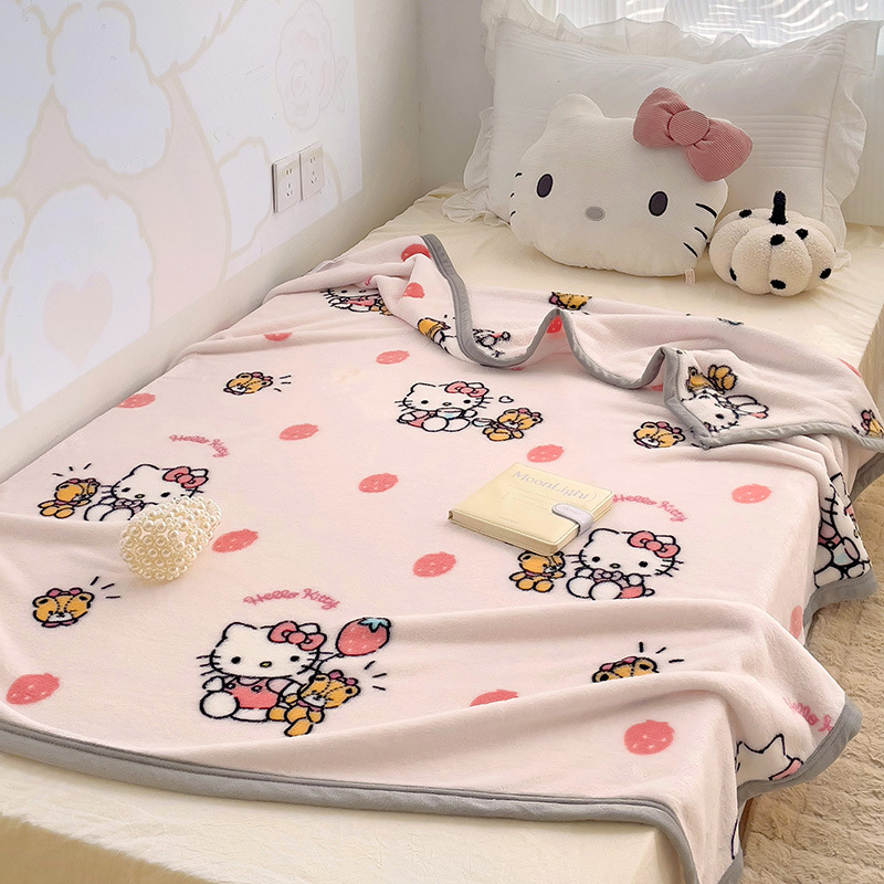 Home Textiles & Furnishings - 150x200 Hello Kitty Strawberry Fluffy Blanket