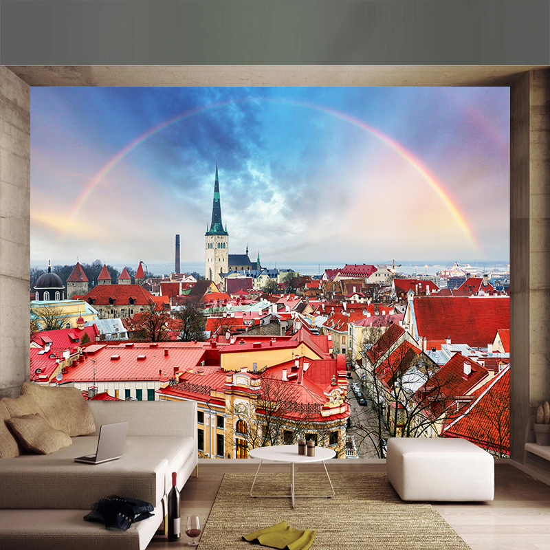 Custom 3D Mural Wallpaper City - Home Textiles City ulasan dan harga