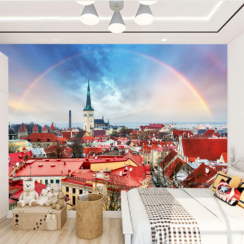 Custom 3D Mural Wallpaper City - Home Textiles City ulasan dan harga