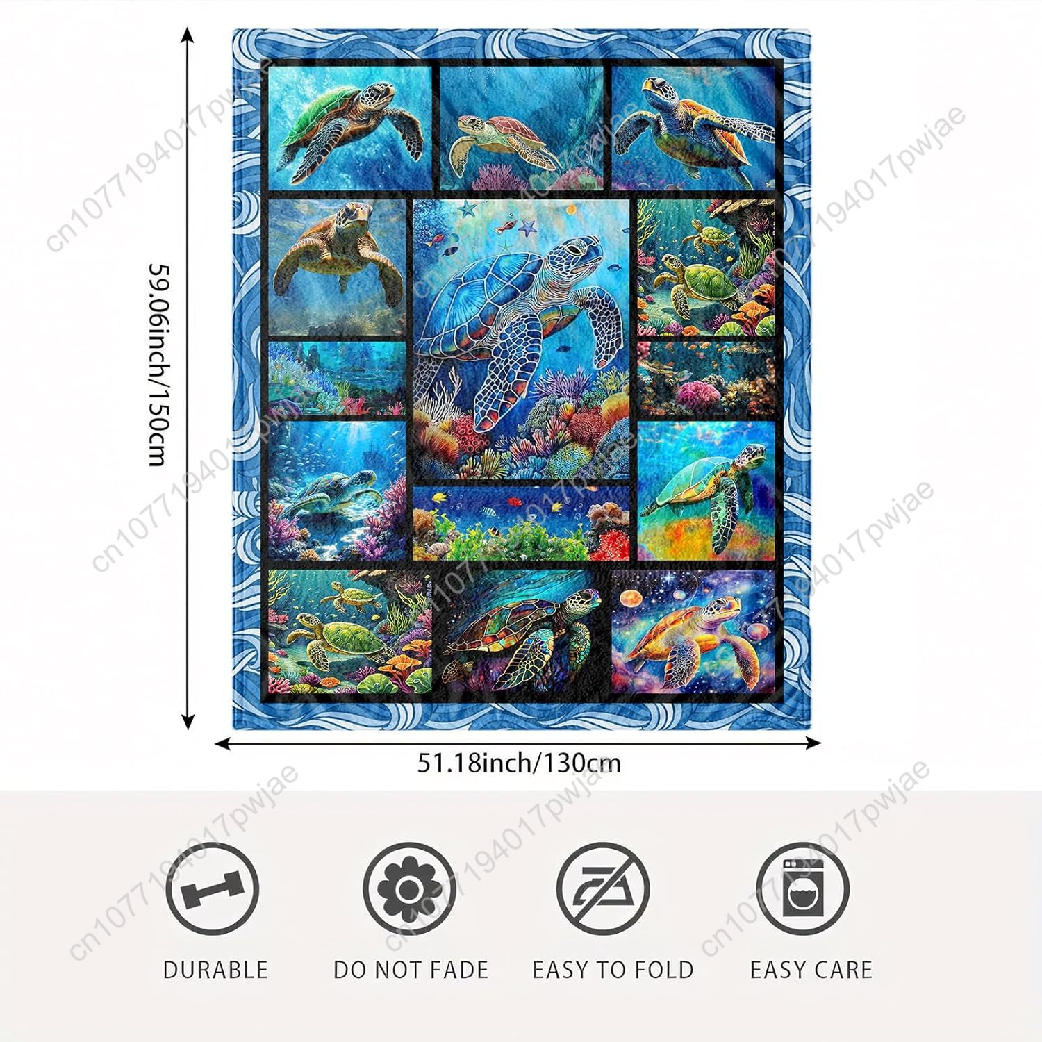 Sea Turtle Flannel Throw Blank - Home Textiles & Furnishings ulasan dan harga