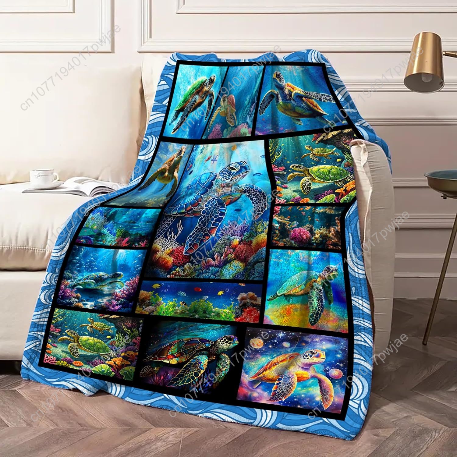 Sea Turtle Flannel Throw Blank - Home Textiles & Furnishings ulasan dan harga