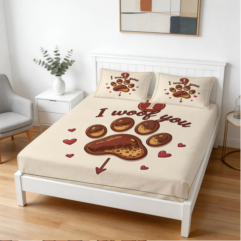 I Woof You Dog Paw Digital Pri - Bed Sheet Microfiber ulasan dan harga