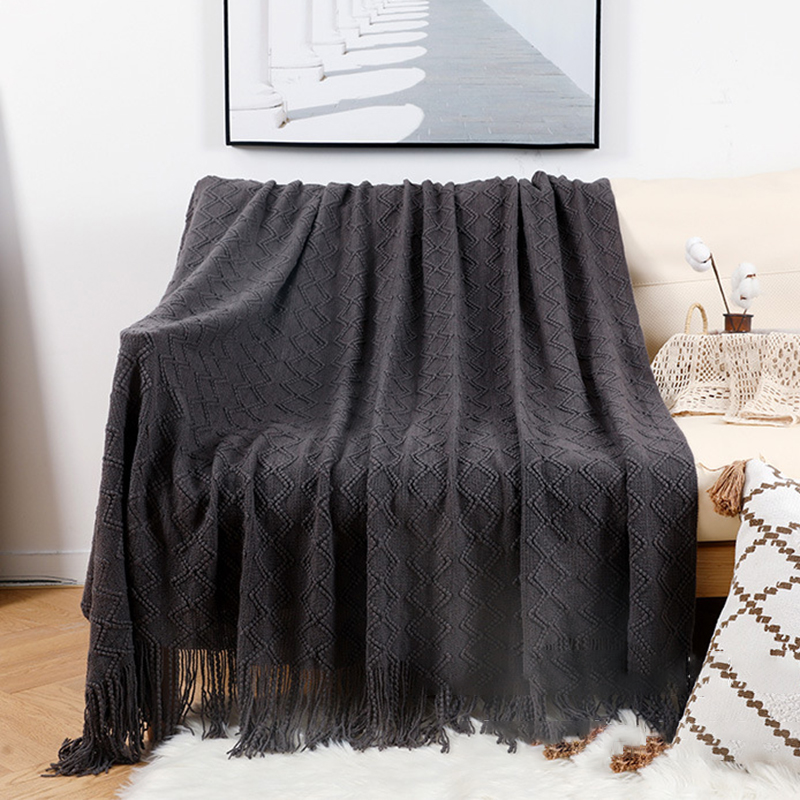 Knit Blanket Grey Nordic Waffl - Home Textiles Europe ulasan dan harga