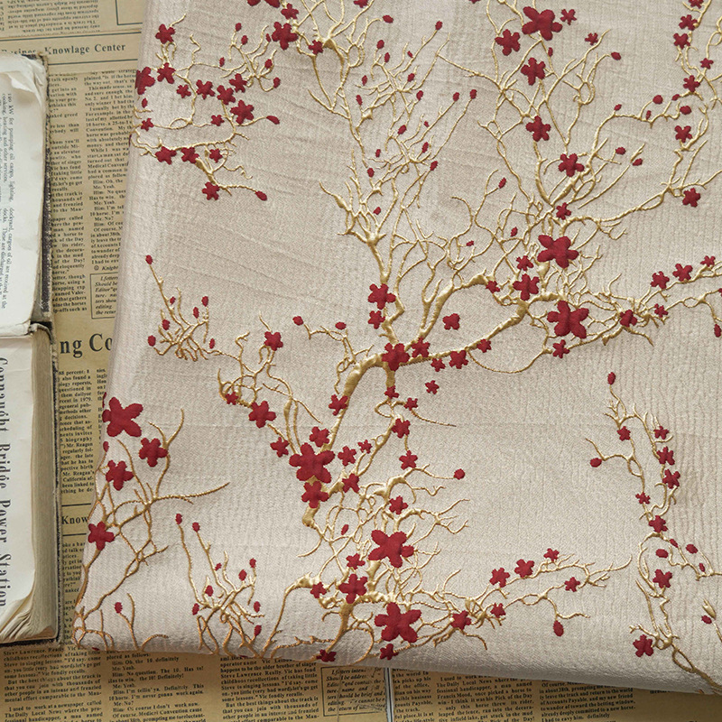 Luxury Red Plum Blossom Jacqua - Luxury Home Textiles Usa ulasan dan harga