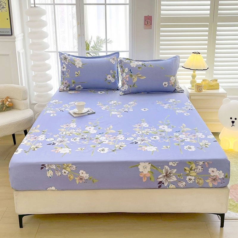 3PC Lavender Floral Fitted She - Bed Sheet Microfiber ulasan dan harga