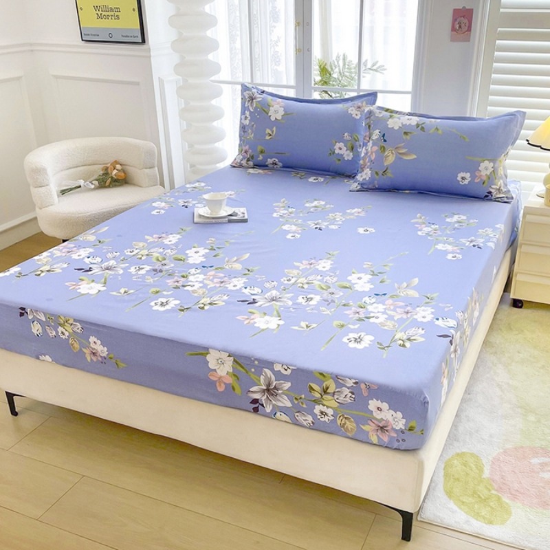 3PC Lavender Floral Fitted She - Bed Sheet Microfiber ulasan dan harga