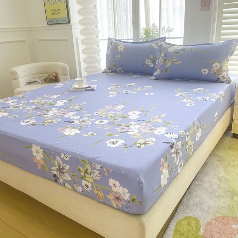 3PC Lavender Floral Fitted She - Bed Sheet Microfiber ulasan dan harga