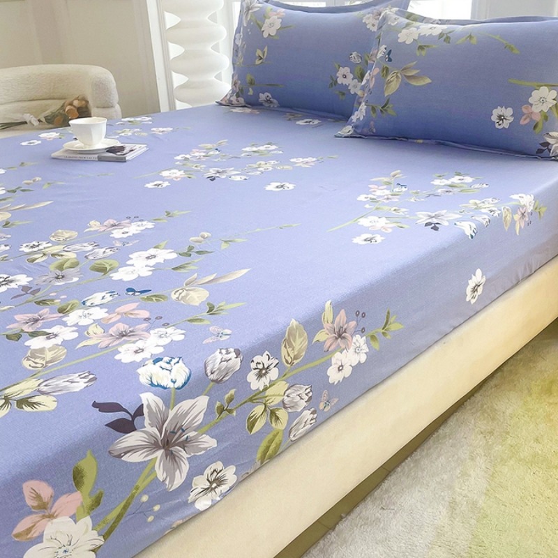 3PC Lavender Floral Fitted She - Bed Sheet Microfiber ulasan dan harga