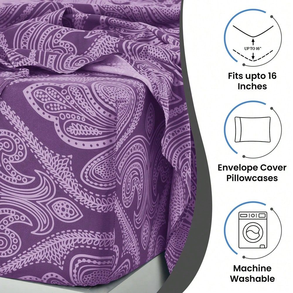 Decor 6Piece Paisley Bed Sheet - Bed Sheet Microfiber ulasan dan harga