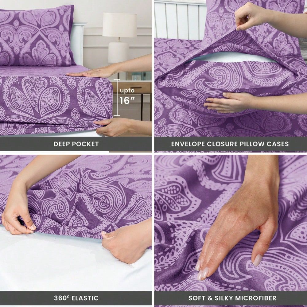 Decor 6Piece Paisley Bed Sheet - Bed Sheet Microfiber ulasan dan harga