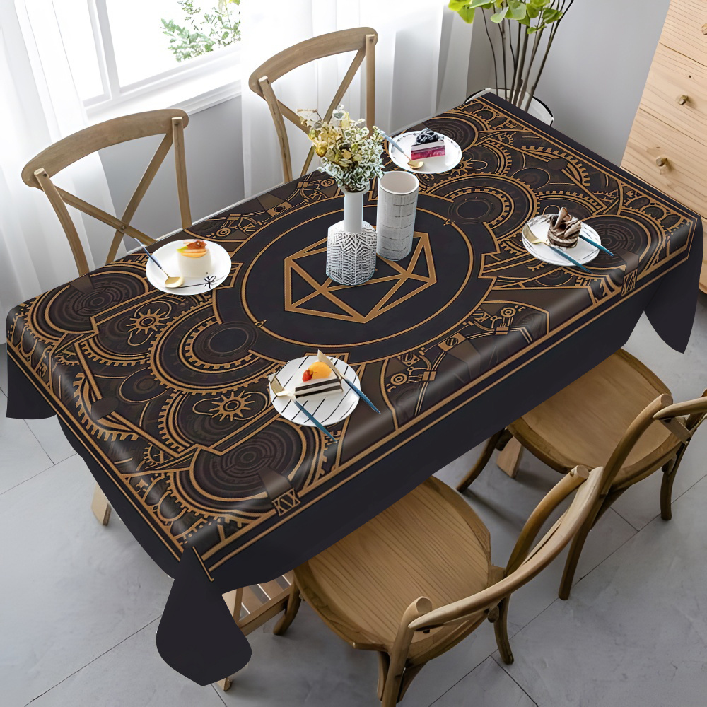 Steampunk Black Golden Gear Pa - Home Textiles & Furnishings ulasan dan harga
