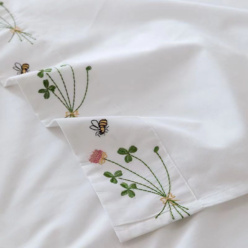 Pure White Bedding Sheet Flora - Luxury Home Textiles Usa ulasan dan harga