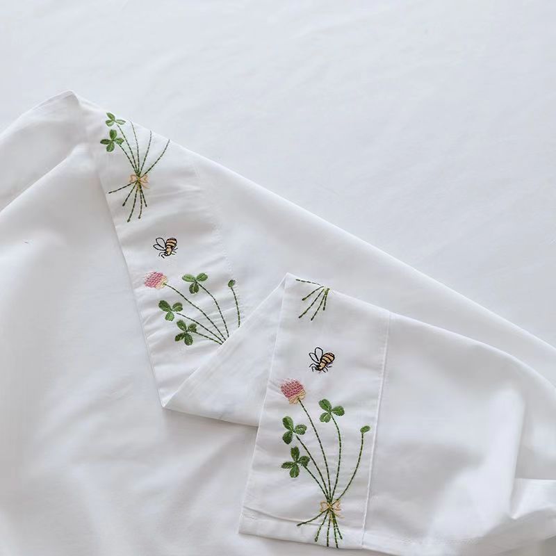 Pure White Bedding Sheet Flora - Luxury Home Textiles Usa ulasan dan harga