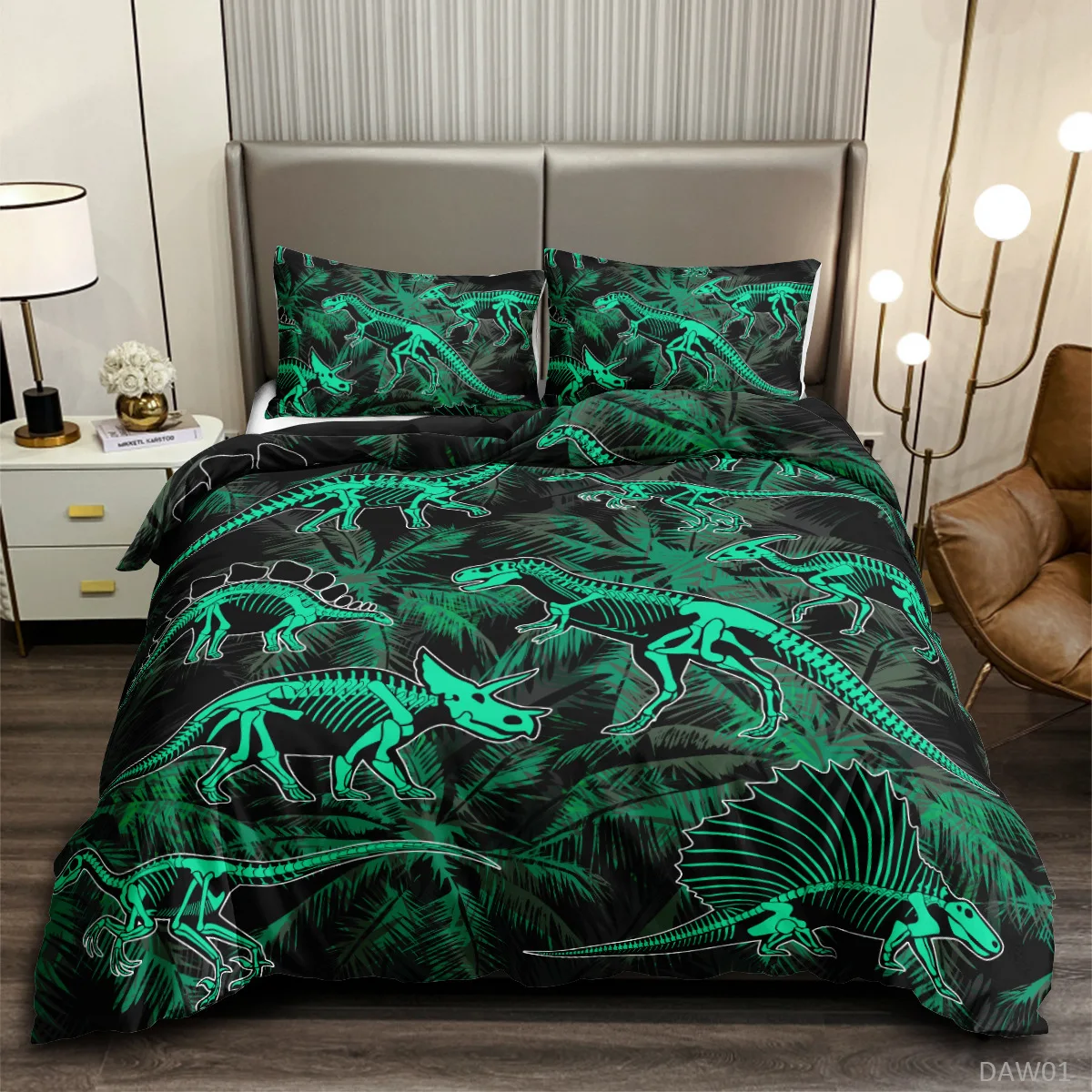 Roar Dinosaur Skeleton Bedding - Bed Sheet Microfiber ulasan dan harga