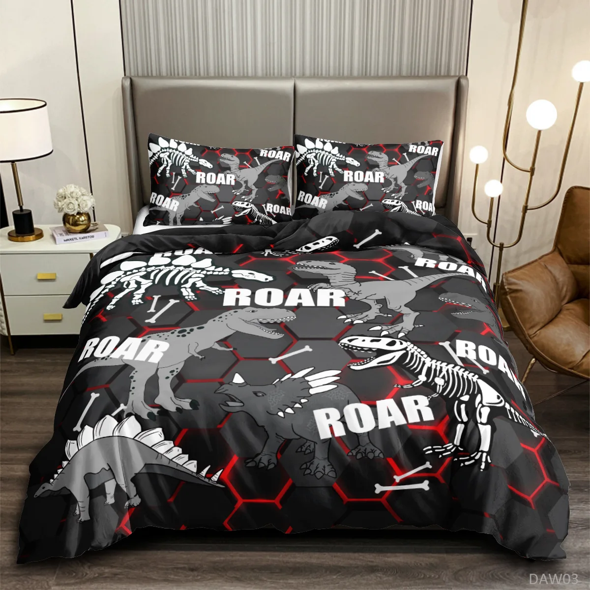 Roar Dinosaur Skeleton Bedding - Bed Sheet Microfiber ulasan dan harga