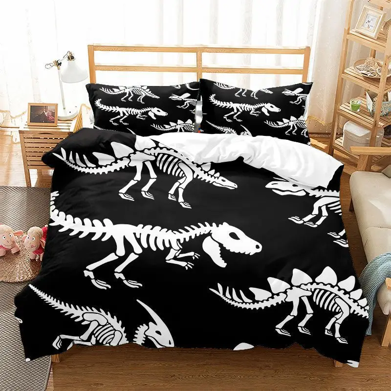 Roar Dinosaur Skeleton Bedding - Bed Sheet Microfiber ulasan dan harga