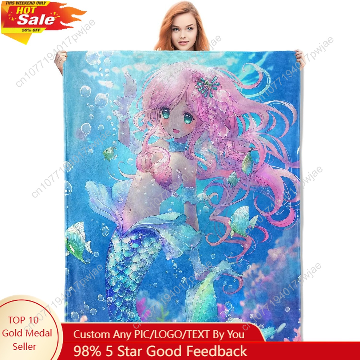Cute Mermaid Blanket Cartoon F - Home Textiles & Furnishings ulasan dan harga