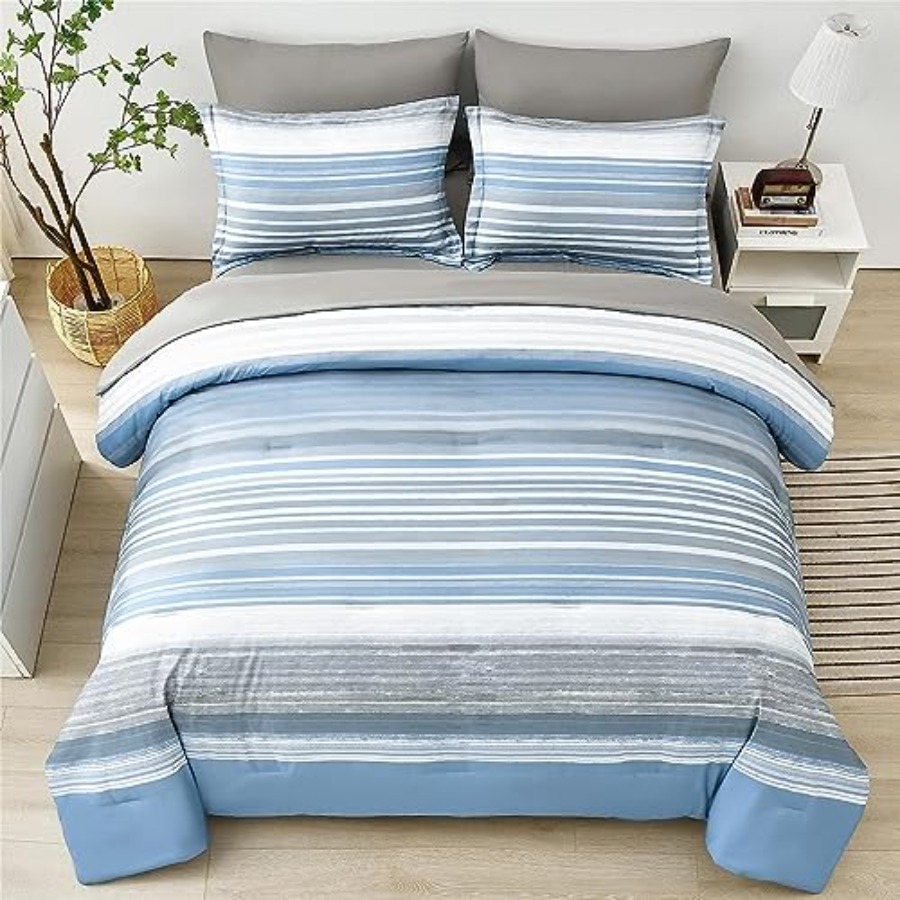 5 Pcs Bed in a Bag Stripe Comf - Bed Sheet Microfiber ulasan dan harga
